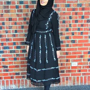 Abaya Addict Smock Long Sleeve Embroidered Dress